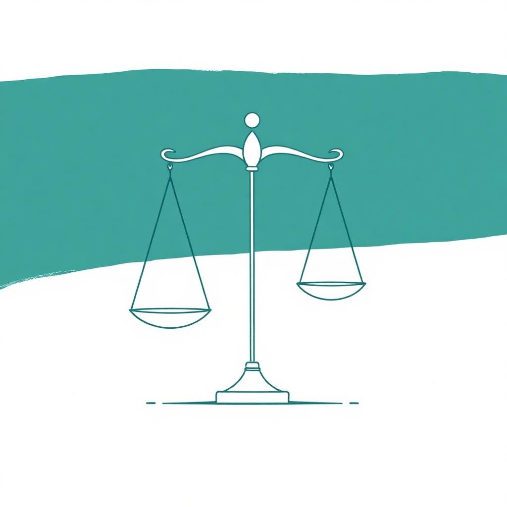 Ilustração em linha fina de uma balança equilibrada